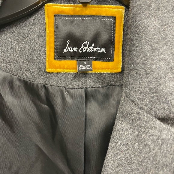 Sam Edelman Double Breasted Wool Blend Twill Coat Lapel Charcoal Gray Sz 4 NWT - Picture 5 of 7